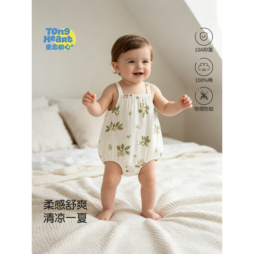 Bebê bebê outing roupas verão estilingue estilo fino puro algodão respirável macacão bebê menina doce outing roupas de v