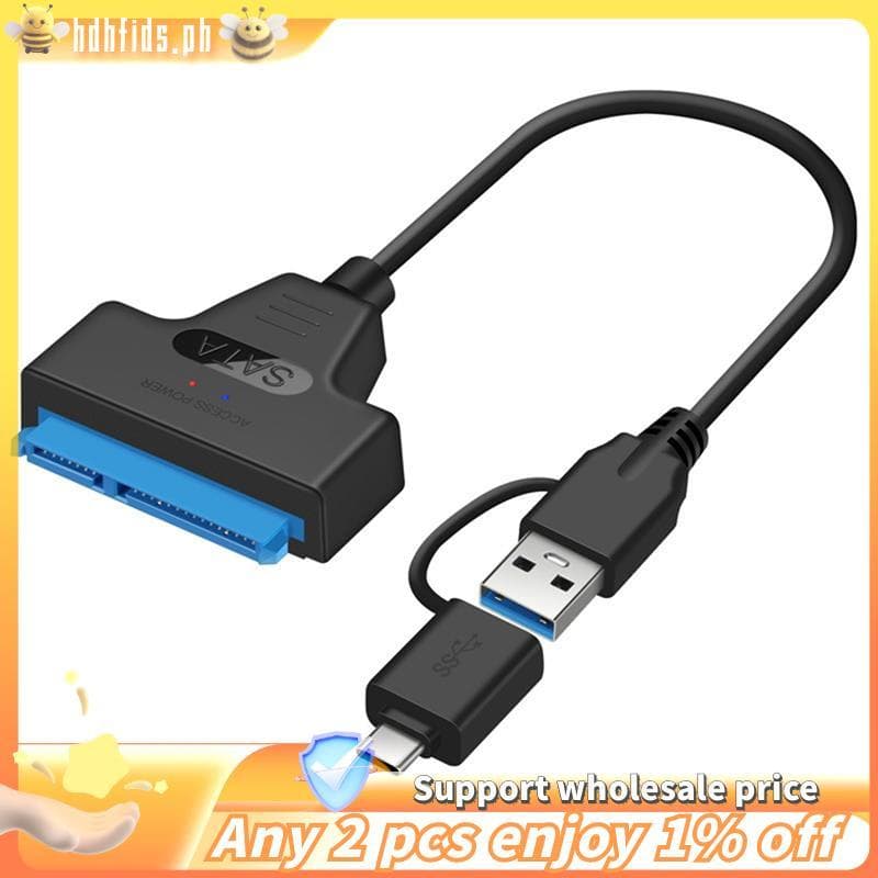 Cabo 2 Em 1 SATA Para USB 3.0 Type C Adaptador Conversor De Disco Rígido Externo De 22 Pinos HDD/SSD De 2,5 Polegadas