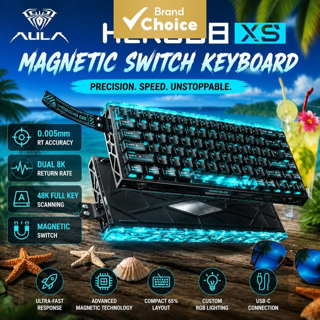 Teclado Mecânico AULA HERO68XS com 3 Modos de Conexão, RGB Sem Fio, Troca a quente, Compacto para Jogos, 68 Teclas, PC