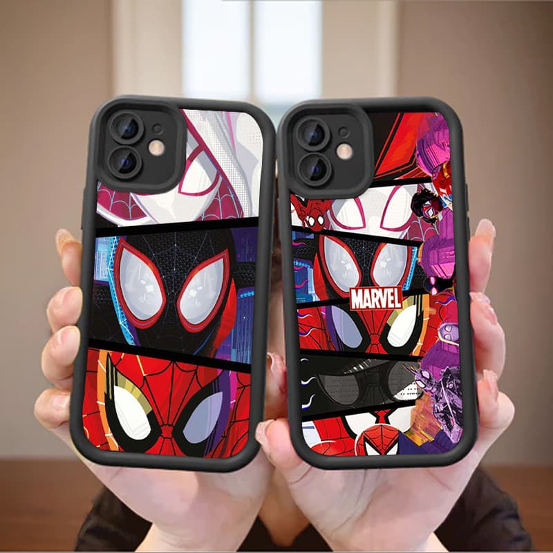Silicone macio Capinha para iPhone 17/16 Pro Max capinha celular varios homem aranha colagem estilo quadrinho