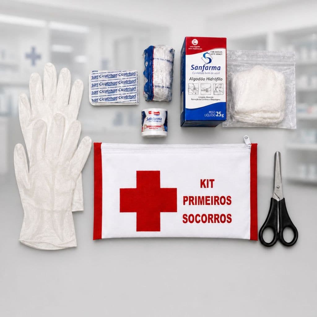 Kit Primeiros Socorros Completo Com Bolsa Organizadora