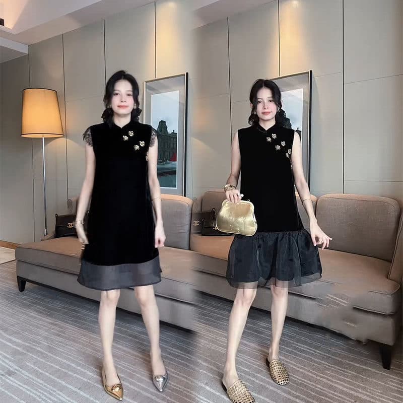 Olhos grandes [Roupas femininas estilo Yamamoto] Vestido sem mangas - Novo vestido Fashion estilo chinês feminino 2026 v