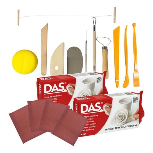 Kit Massa De Cerâmica Fria Das Completo Ferramentas 1KG + Ferramentas + Esponja + Lixas 