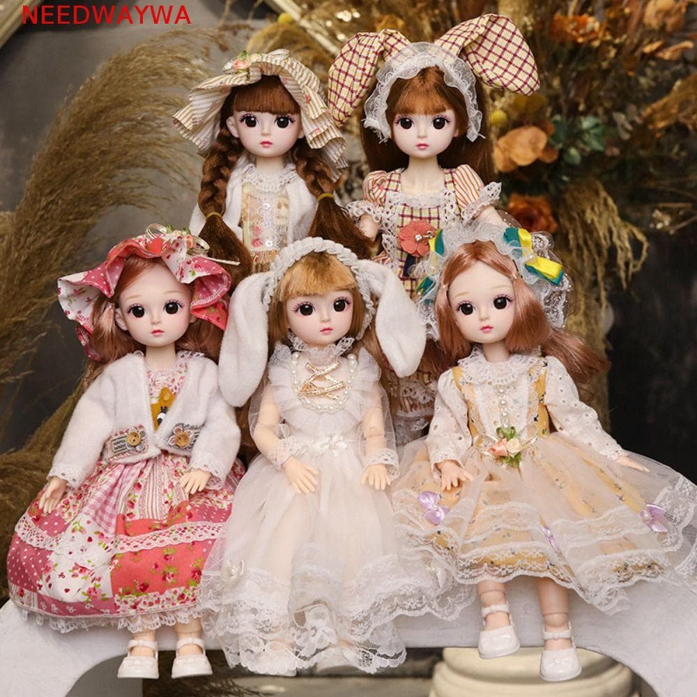 NEEDWAYWA Boneca Articulada Móvel De 30CM , Brinquedos De Vestir Para Meninas De Segurança De Plástico , De Maquiagem 3D