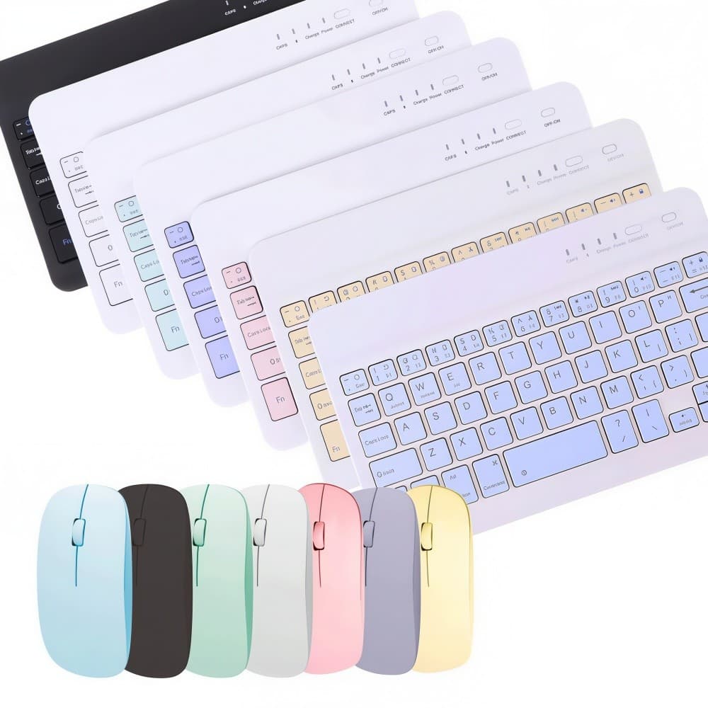 Teclado e Mouse Bluetooth Recarregável, Compatível com Smartphone, Notebook e Tablet, Sem Fio e Prático.