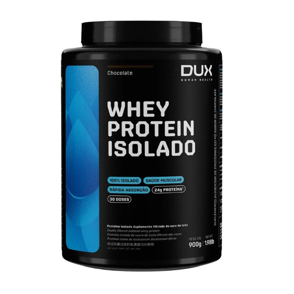 Whey Protein Isolado Chocolate Pote 900g – Contribui para os Resultados e Auxilia Muscular – Dux Human Health