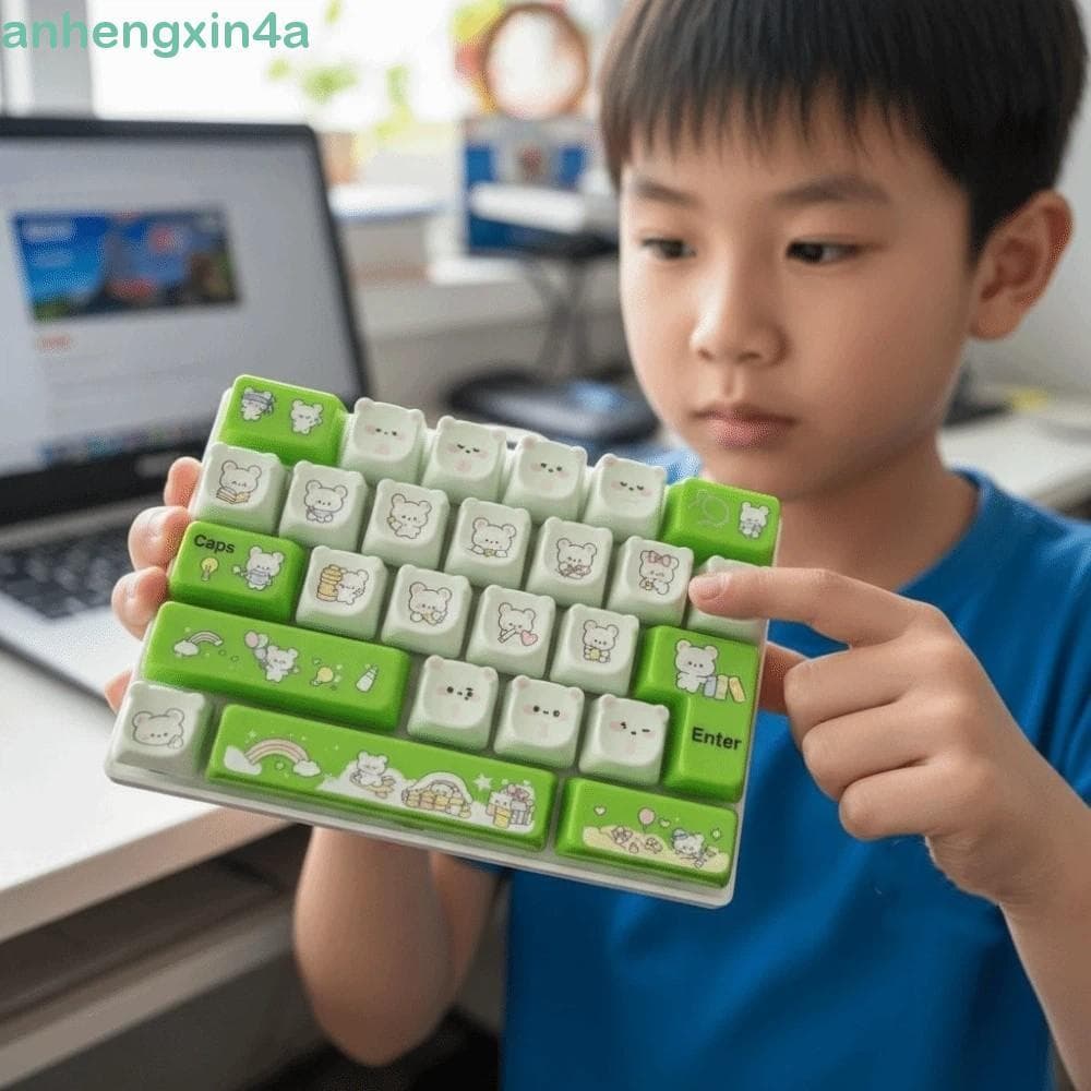 ANHENGXIN Mini Teclado Mecânico , 26 Teclas Mecânicas Suave Clicky Fidget Toy , Urso De Desenho Animado