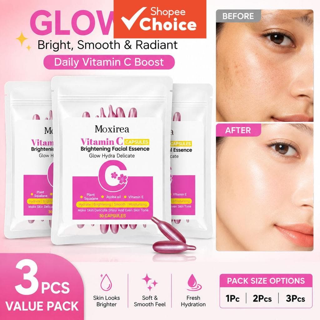 Cápsulas Avançadas de Vitamina C para Clareamento com , Vitamina E, Cuidado Facial para Pele Radiante, 30 Unidades