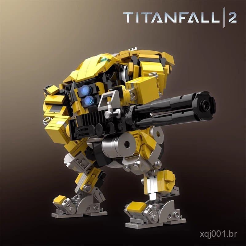 Blocos de montar MOC compatíveis com LEGO, mecha tripulada amarela Titan Falls, blocos de montar criativos, modelo educa