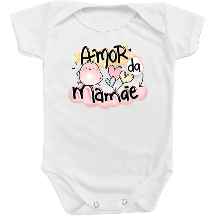 Roupa Body de Bebê Amor da Mamãe Menina Rosa Presente Mimo Roupinha de Bebê
