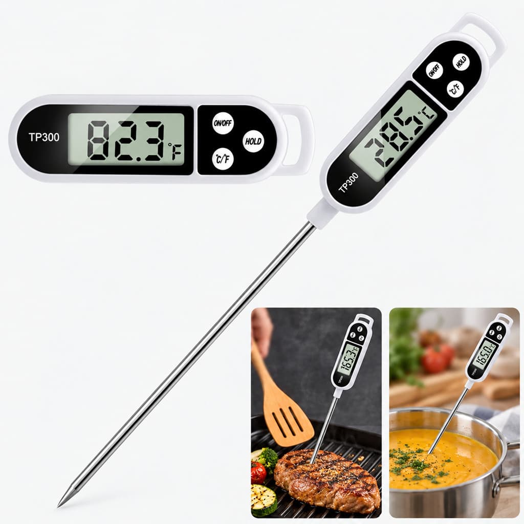 Termômetro Culinário Digital Tipo Espeto Para Cozinha Carne Churrasco Leite Óleo Bebidas
