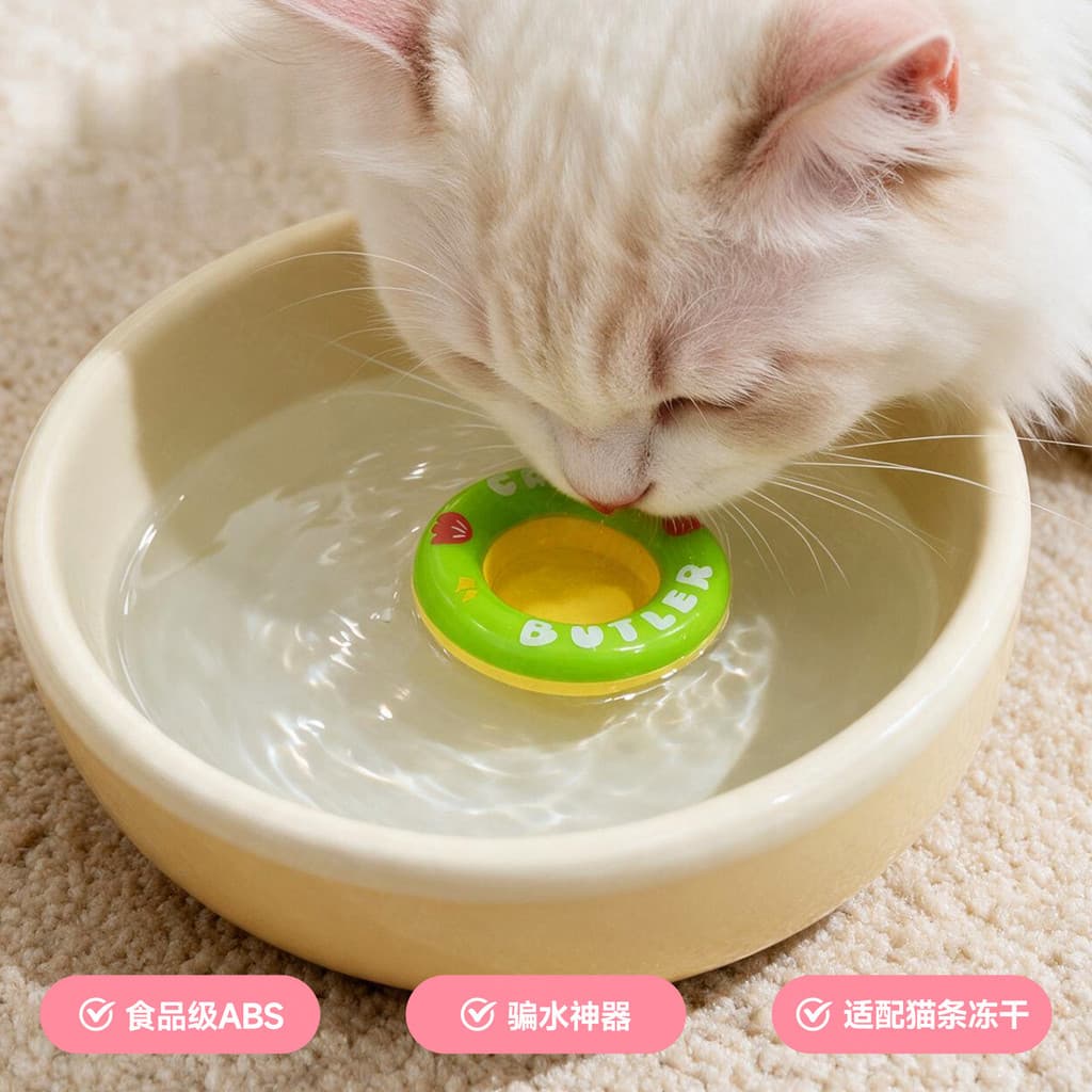 Brinquedo de água flutuante para gatos, auxiliar para gatinhos beberem, brinquedo para pet que atrai gatos e cachorros a