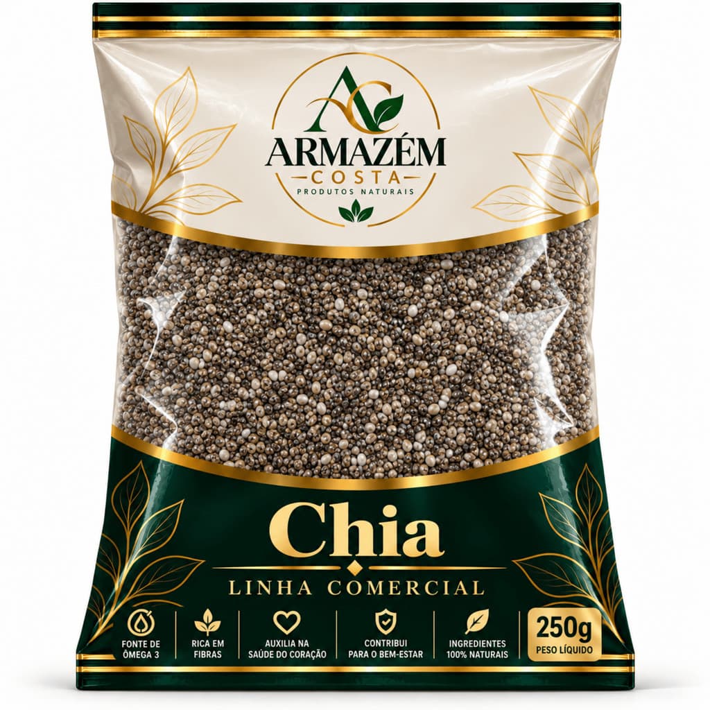 SEMENTE DE CHIA 250G | CHIA 100% NATURAL | FONTE DE FIBRAS E ÔMEGA 3 | NUTRIÇÃO SAUDÁVEL | ENVIO IMEDIATO
