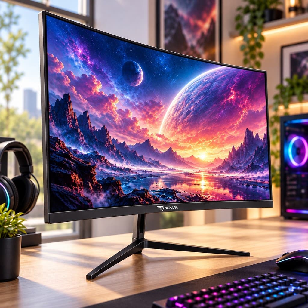 Monitor Curvo Gamer 23,8 Pol 165Hz 0,5ms GTG Full HD VA FreeSync HDMI R1500 Nexara N-ZXR24-165HZ