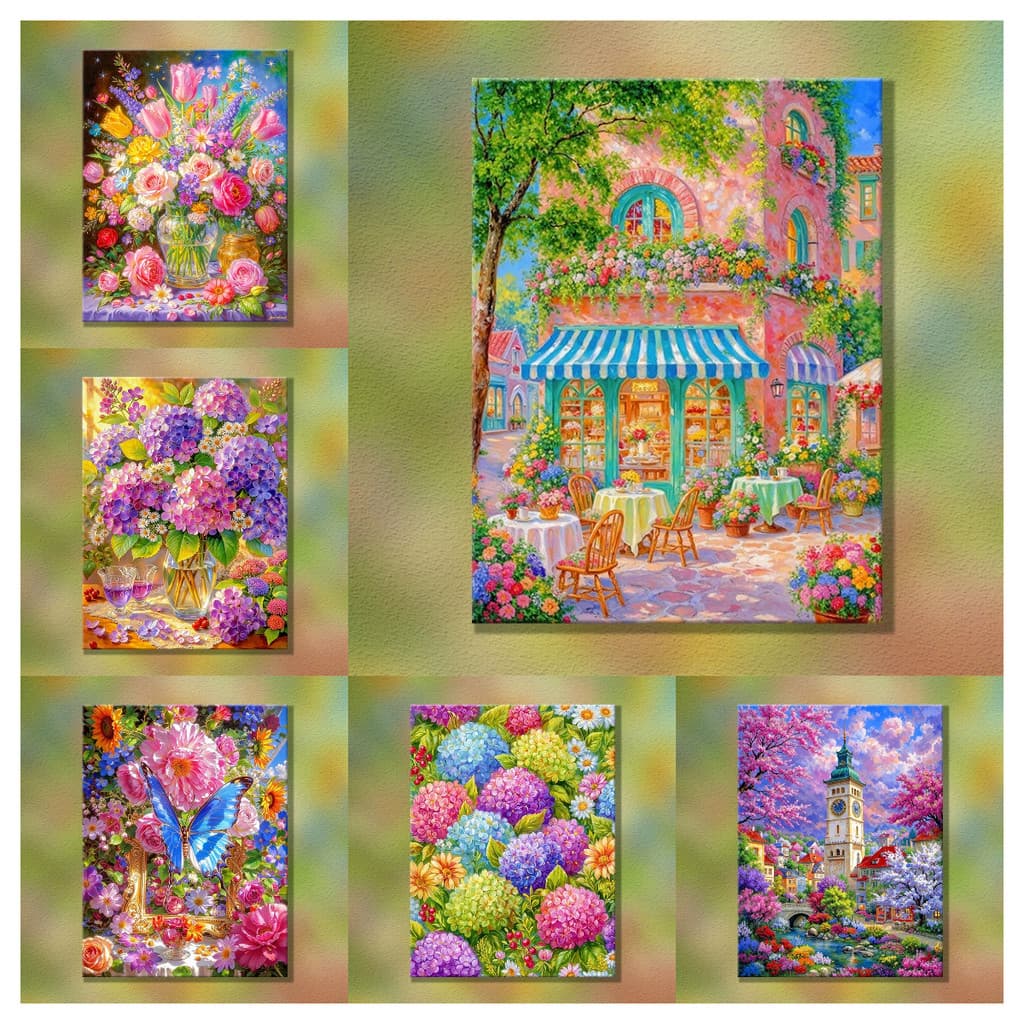 [PC] Linda Flor Mar 5d Pintura Diamante Cheio De Pasta Para Sala De Estardiamante Ponto Cruz Quarto Jantar Bordado Com D