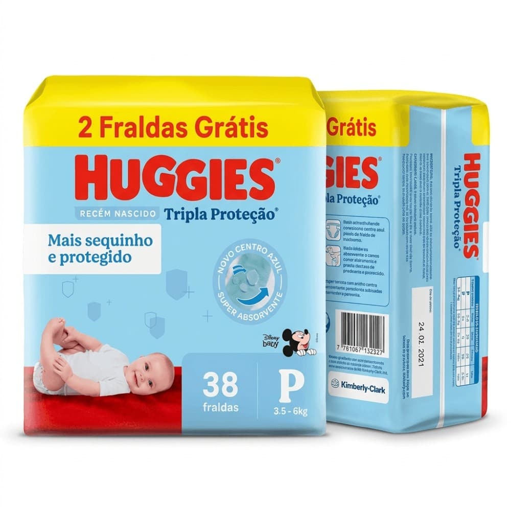 Fralda Infantil Huggies Tripla Proteção P 38 Unidades Fralda Huggies Tripla Proteção Meguinha Tamanho P - 38 Unidades