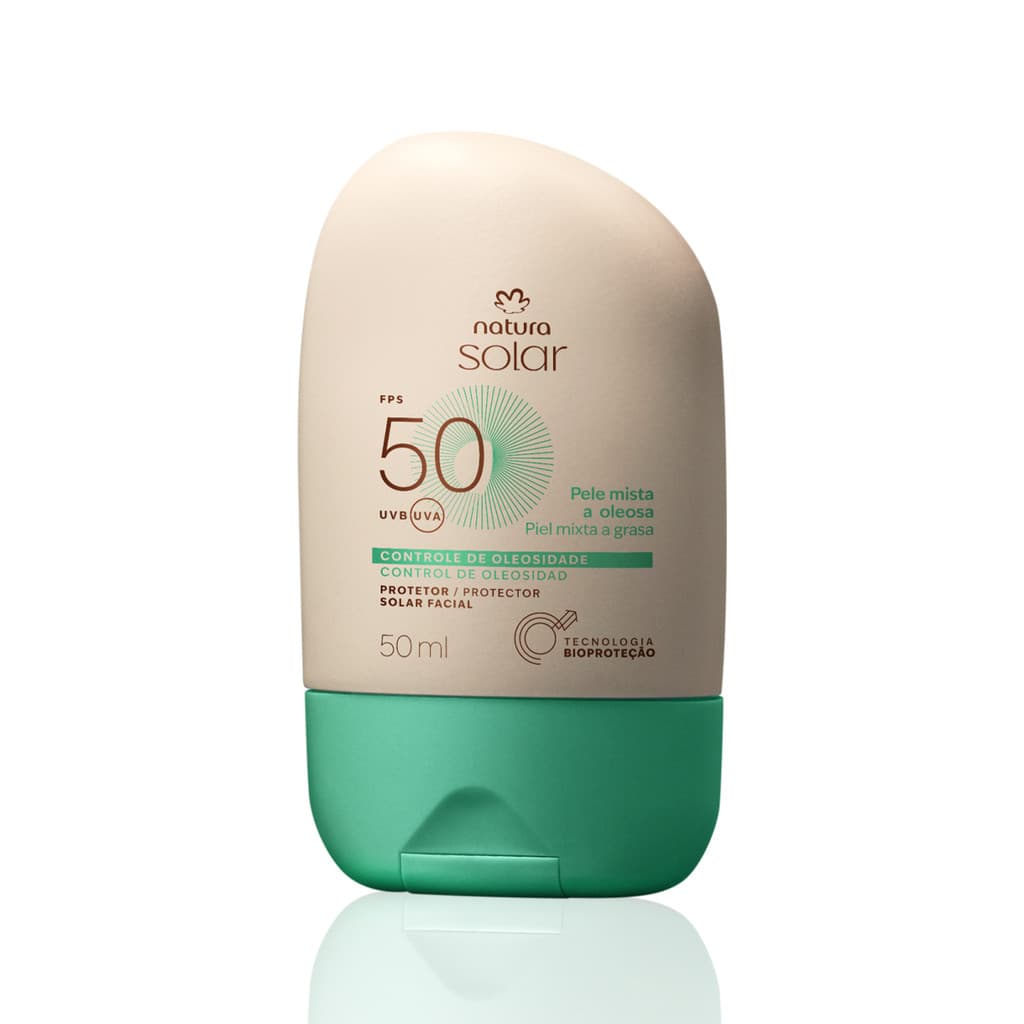 Protetor Solar Facial Pele Mista a Oleosa FPS 50 Natura Solar