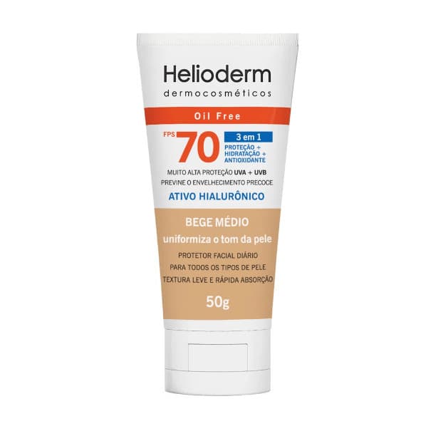 Protetor Solar Helioderm Facial FPS 70 Bege Médio 50g