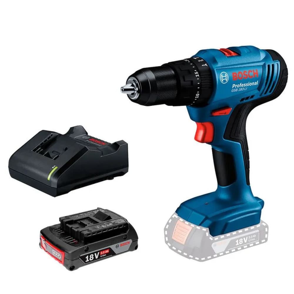 Parafusadeira e Furadeira 18v GSB183 Li + 1 Bate+Carregador Bosch