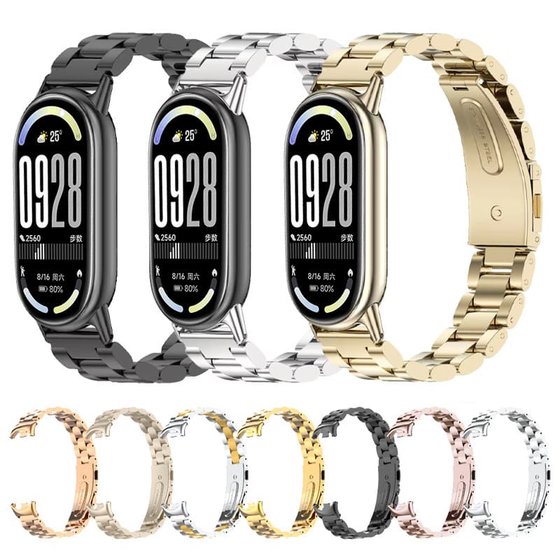 Pulseira Strap De Metal Aço Para Relógio Smartwatch Xiaomi Mi Band 10 9 8 NFC Strap Acessórios Para Miband 10 9 8