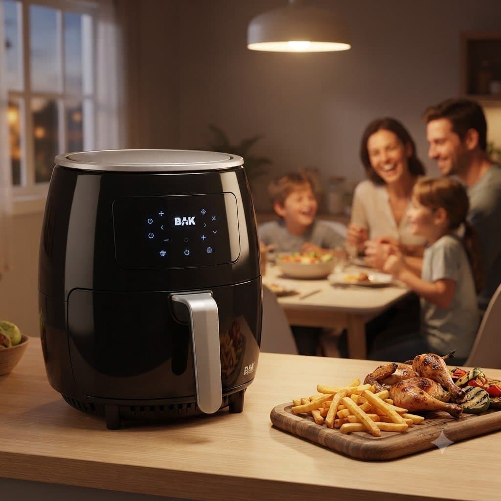 Air Fryer BAK 4,5L Touch Digital 127V Fritadeira Sem Óleo 1000W Painel Digital Cozinha Saudável