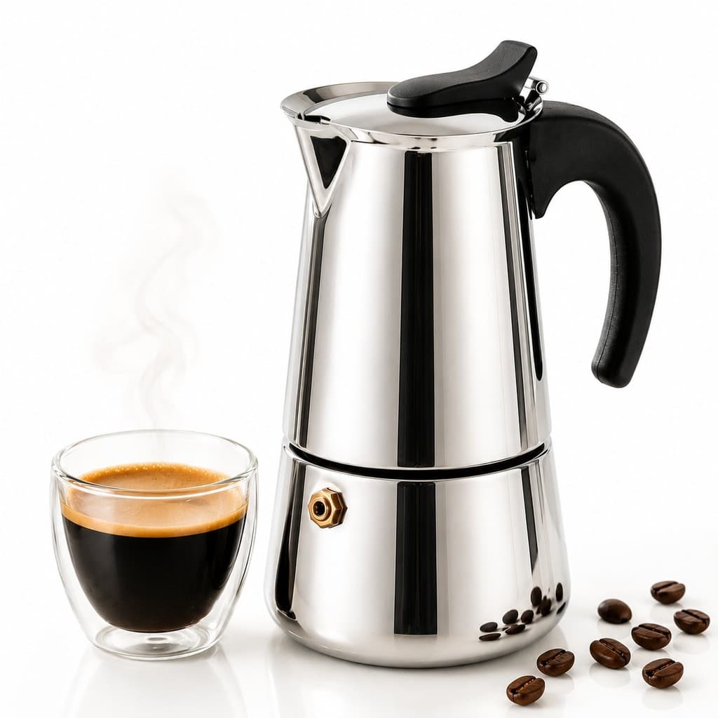 Cafeteira Italiana Inox Premium Expressa Fogão Gás e Elétrico 4 Xicaras 200ml 6 Xicaras 300ml 9 Xicaras 450 ml