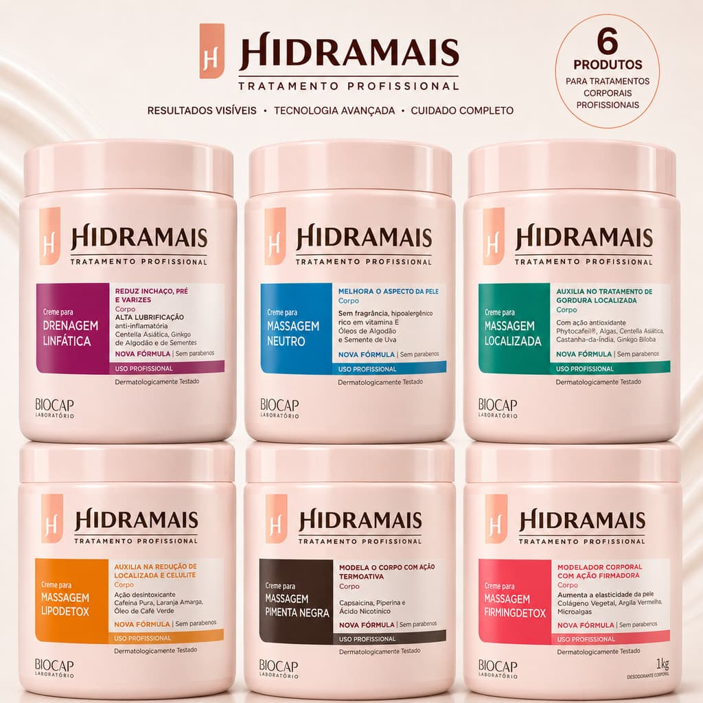 Creme Massagem Profissional Hidramais 1Kg Creme Hidratante Corporal Creme de Pele Hidramais