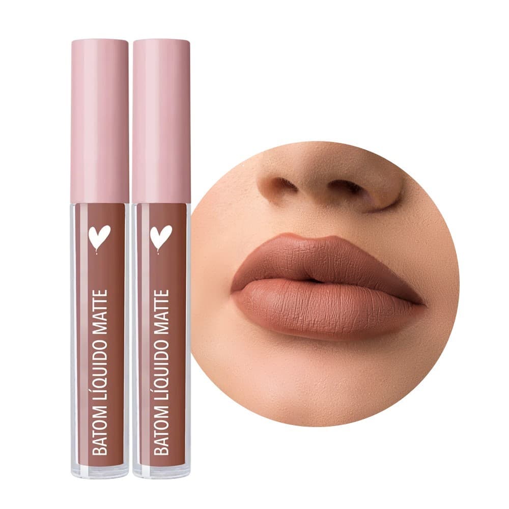 Kit 2 Batom Líquido Marrom Queimado Carinhosa Cor 25 Koloss Matte Longa Duração Cobertura Perfeita