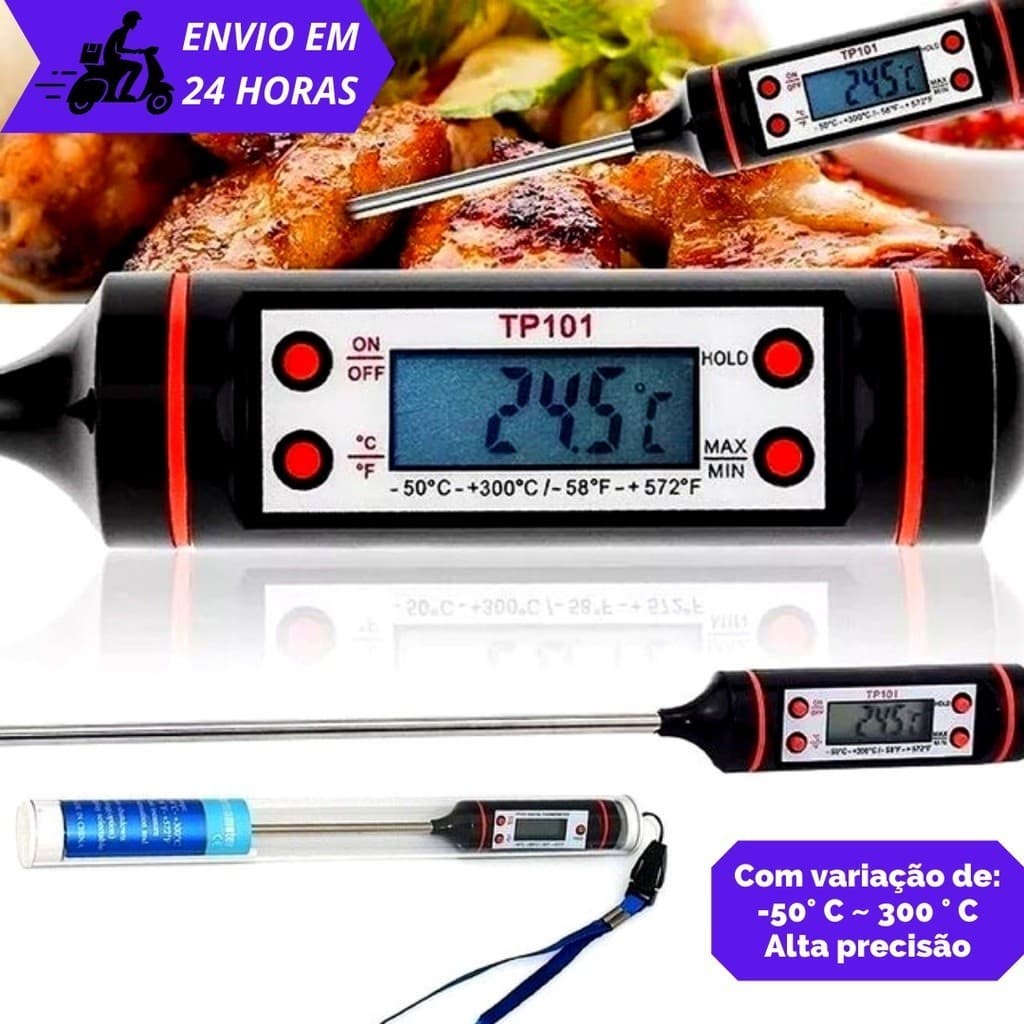 Termômetro Culinário para Cozinha Digital tipo Espeto para assados carnes frango