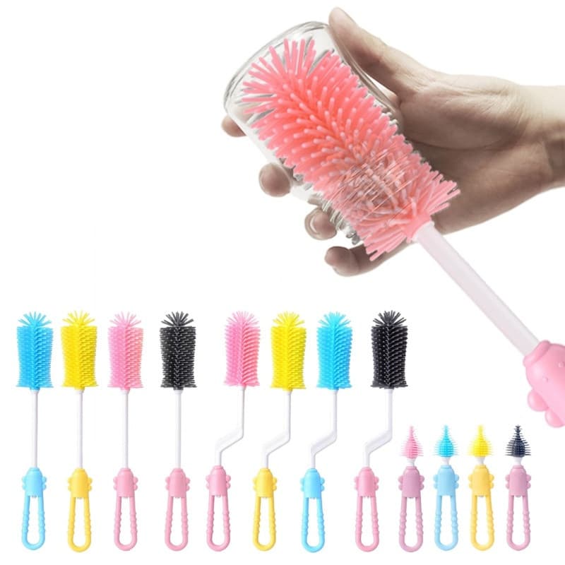 hi Escova De Mamadeira De Silicone Para Mamadeiras De Leite Bebês Escovas Giratórias De 360 Limpeza De Mamilos