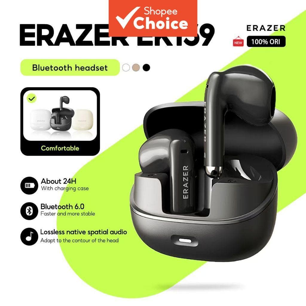 Fones de ouvido Lenovo ERAZER EK159, fones de ouvido Bluetooth sem fio HIFI, fones de ouvido para jogos com baixa