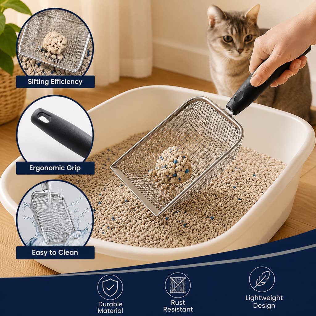 1/2/3/ Pcs Pá de Areia Coletora Aço Inox Caixa de Areia Higiênica
