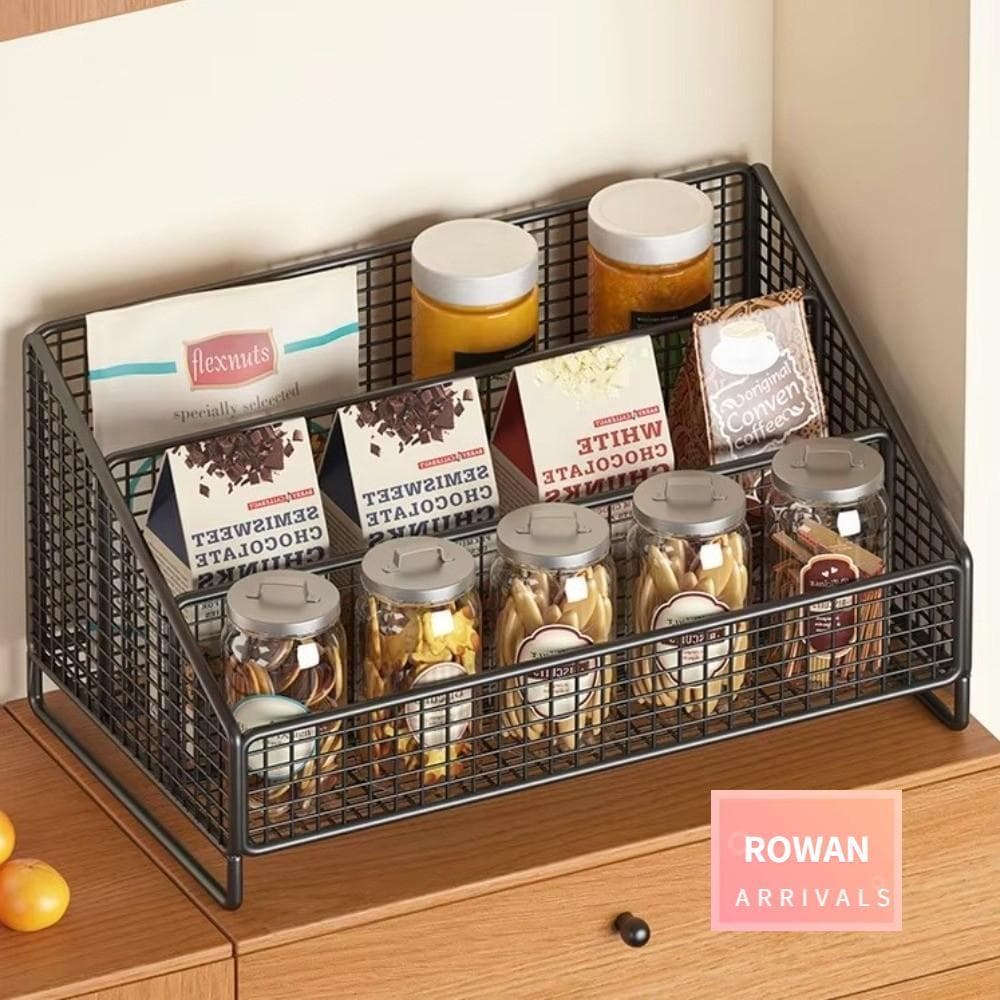 ROWANBABY Organizador De Bancada De Cozinha , Prateleira Organizadora , Cesta De Metal , Rack De Armazenamento Multiuso