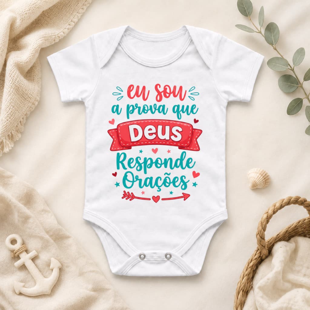 Body Bebê Infantil Personalizado Menino Menina Roupa Bebê Unissex Deus Responde Orações