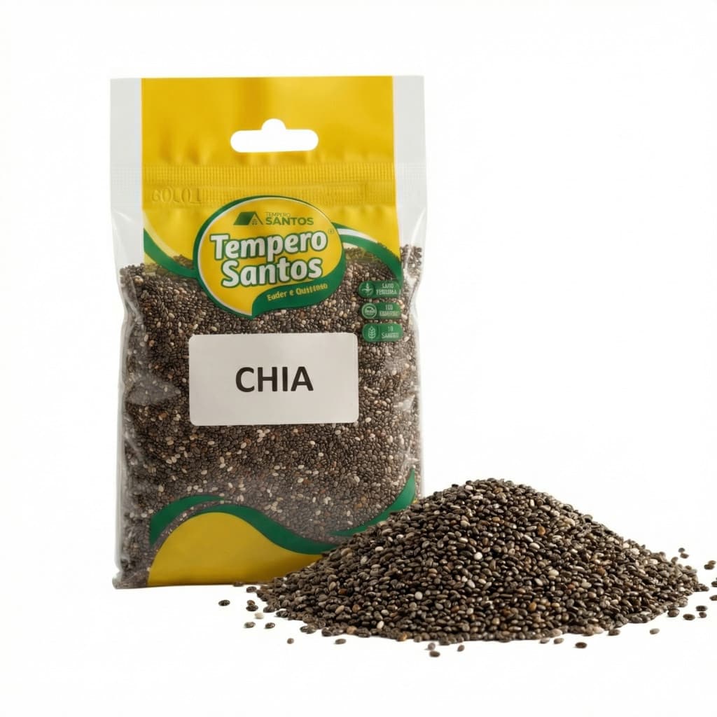 Semente De Chia Pura Integral 100% Natural Sem Glúten Dieta E Fitness 250g/ 500g/ 1kg - Tempero Santos
