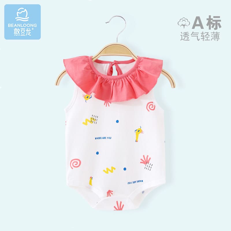 Bebê bebê macacão bebê menina macacão verão fino triângulo macacão Modal passeio menina roupas de verão