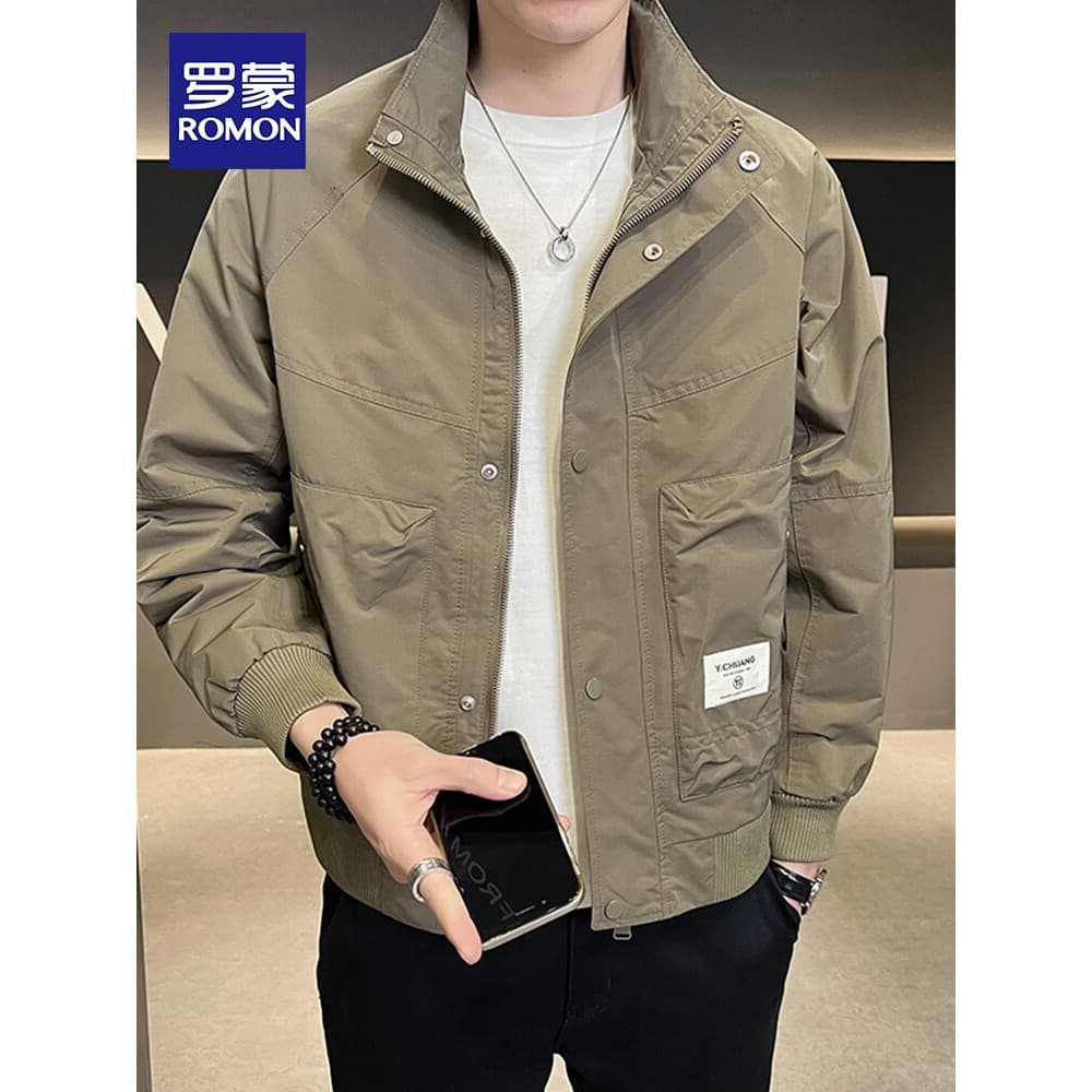 Romon gola alta jaqueta masculina outono novo estilo Casual Workwear jaqueta masculina curto topo roupas masculinas na m