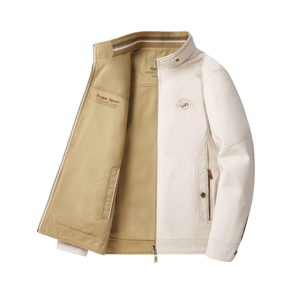 Dupla face masculina primavera outono jaqueta de meia-idade jaqueta masculina solta Casual topo pai usar puro algodão du