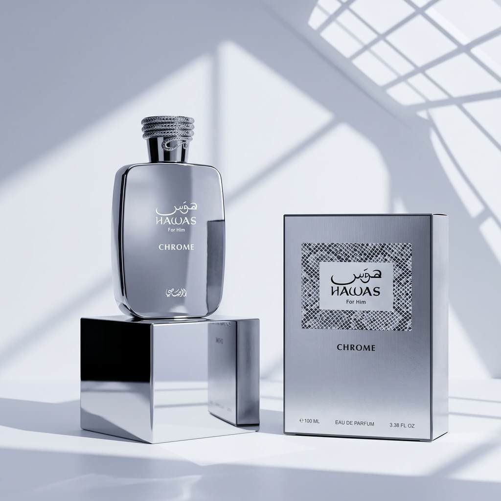 Perfume Árabe Hawas CHROME Rasasi Masculino 100ml Original EDP Longa Fixação Importado Frasco Espelhado Frescor Aquático