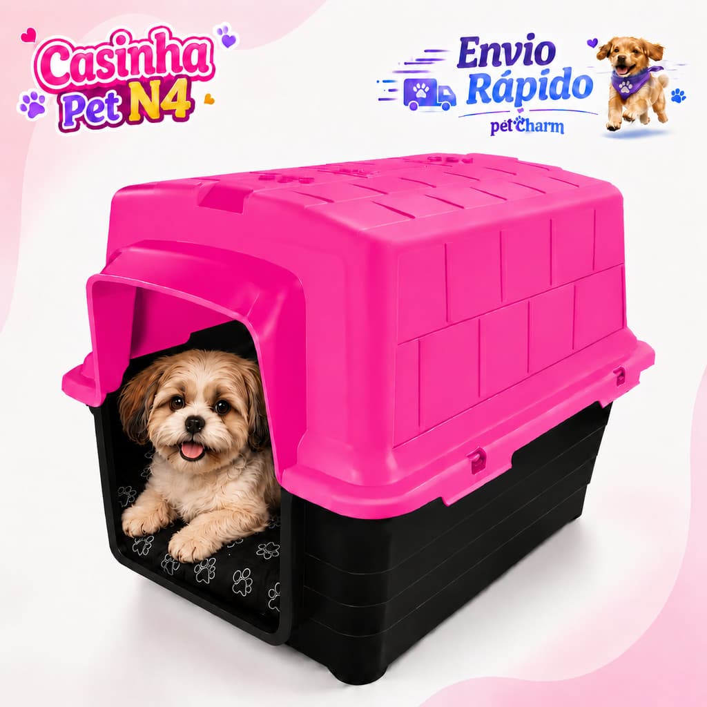 Casinha de Cachorro n4 com Caminha Confortável Casa Para Cães Premium com Caminha