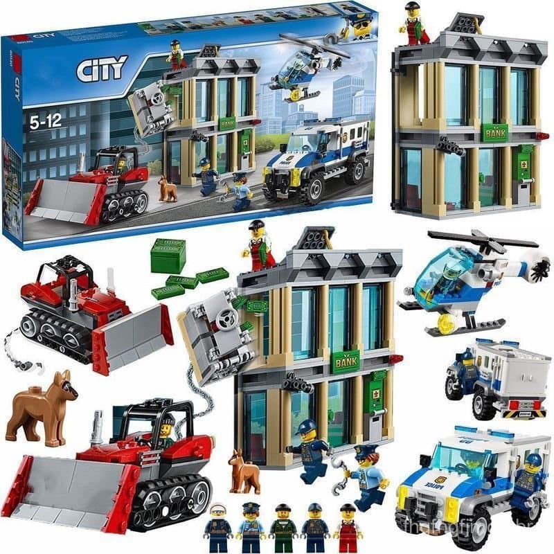 655 peças de blocos de montar Lego, série cidade, caminhão de bombeiros, carro de polícia, helicóptero policial, blocos 