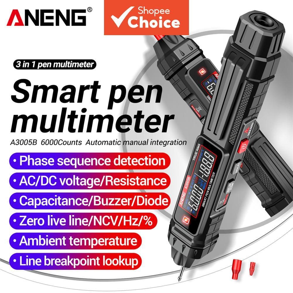 ANENG A3005B/A3005A Caneta Multímetro Digital 6000 Contagens AC/DC Tensão Detector de Sequência de Fases Ohm Temperatura