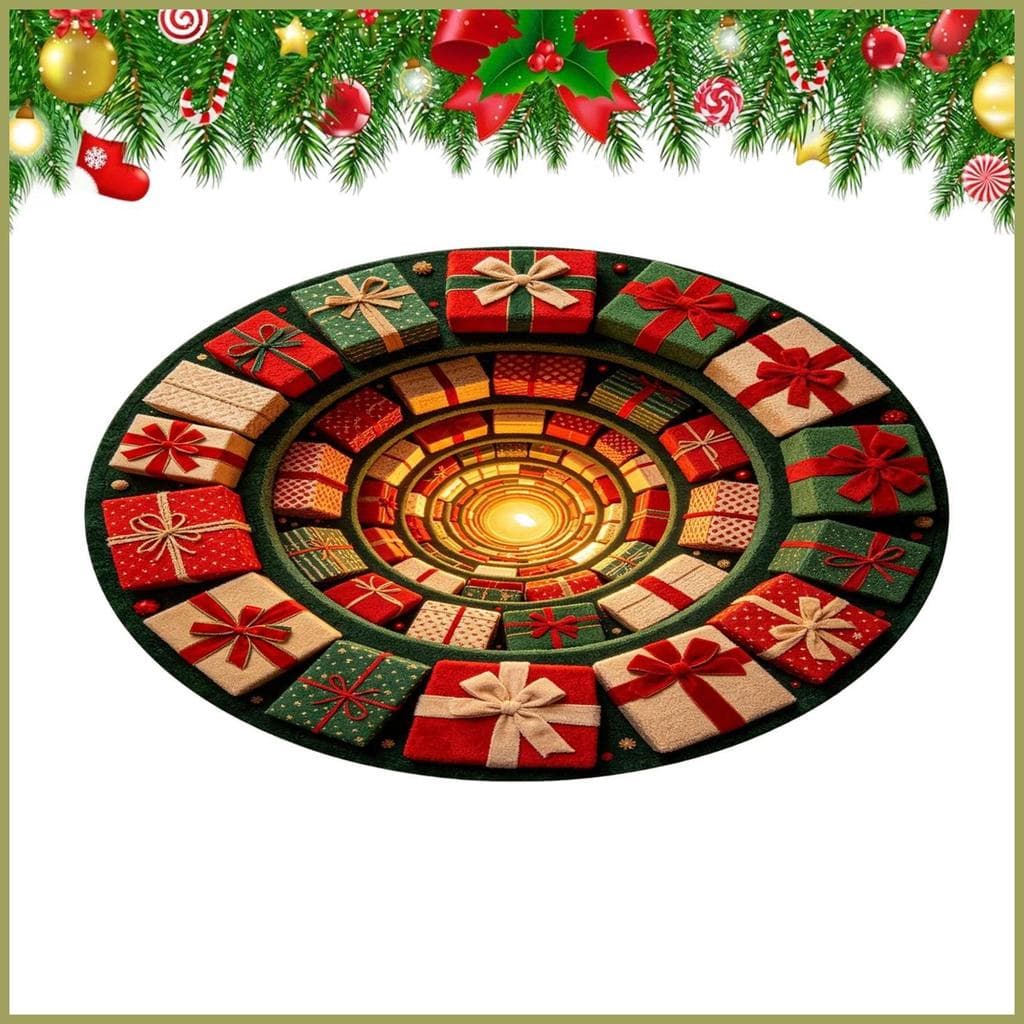 Tapetes De Natal Para Sala De Estar 80x80cm Efeito Ilusão Redondo Tapete Antiderrapante zoeqnbr