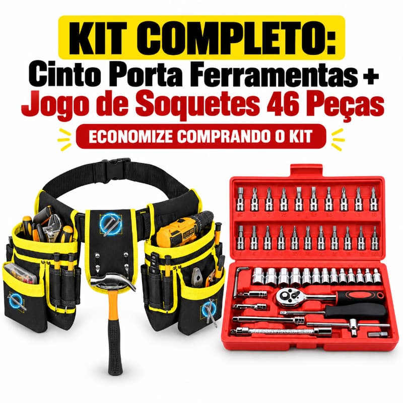 KIT Bolsa De Ferramentas Para Eletricista, Bolso Multifuncional De Nylon,46 Peças Jogo De Chave Catraca Caixa