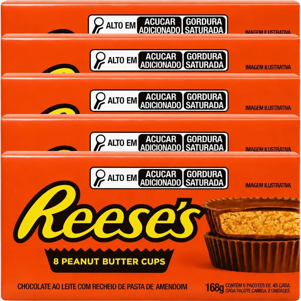 Kit 5 Caixas Reese's Peanut Butter Cups 168g Importado Luxo Chocolate Com Pasta De Amendoim