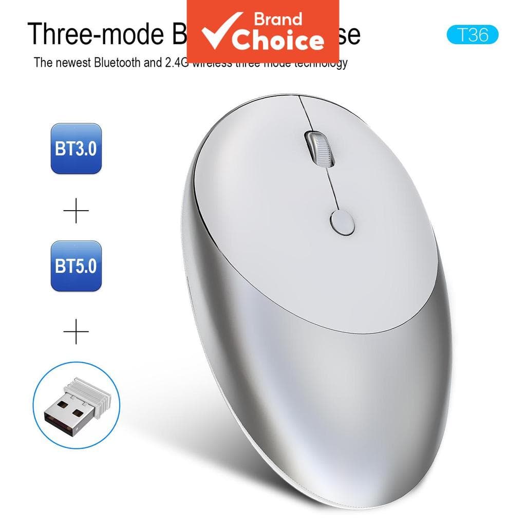 HXSJ T36 Mouse Sem Fio, Exame Simulado 3, Bluetooth 5.0/3.0, Mouse T36 2.4g, Design Silencioso, Adequado para Escritório