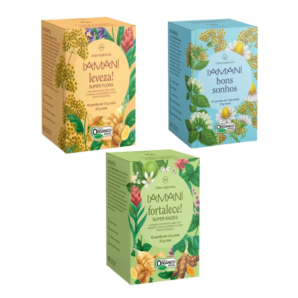 Kit 3 Chá Orgânico Leveza, Bons sonhos, Fortalece Iamaní