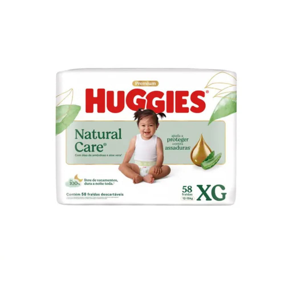 Fralda Infantil Huggies Premium Natural Care XG 58UN