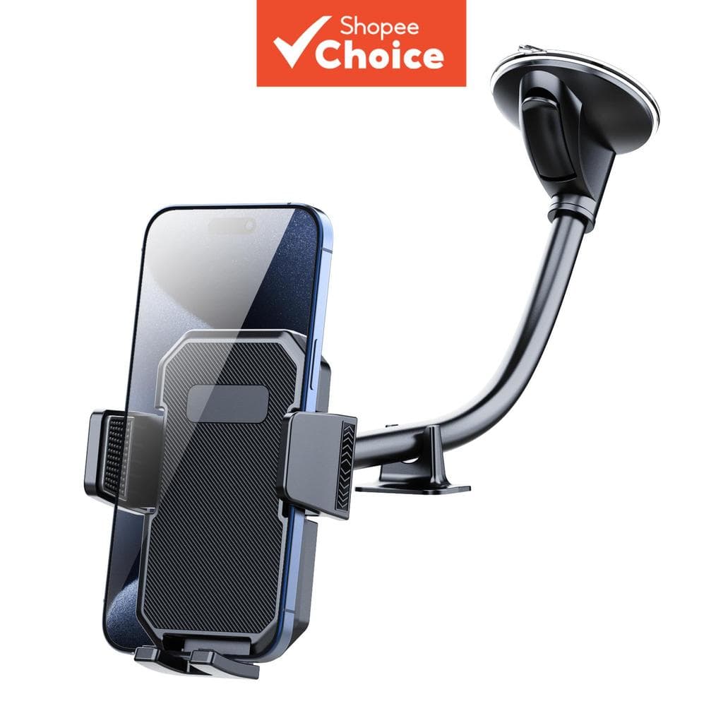 Suporte de telefone para para-brisa de carro, suporte de telefone para carro com braço longo, suporte de telefone sem as
