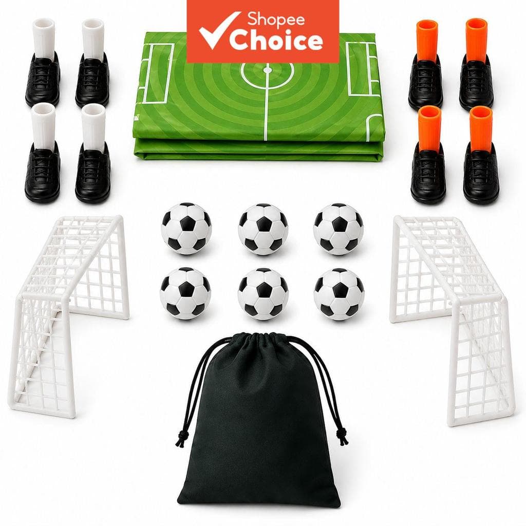 Conjunto de Jogo de Futebol de Dedo para Crianças, Adultos e Famílias, Inclui 2 Gol, 8 Sapatos de Dedo, 6 Bolas, Tapete